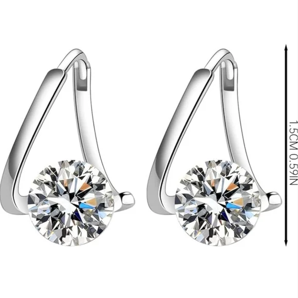 14K Gold Plated Full Diamond Zircon Hoop Earrings for Women - Picture 5 of 6